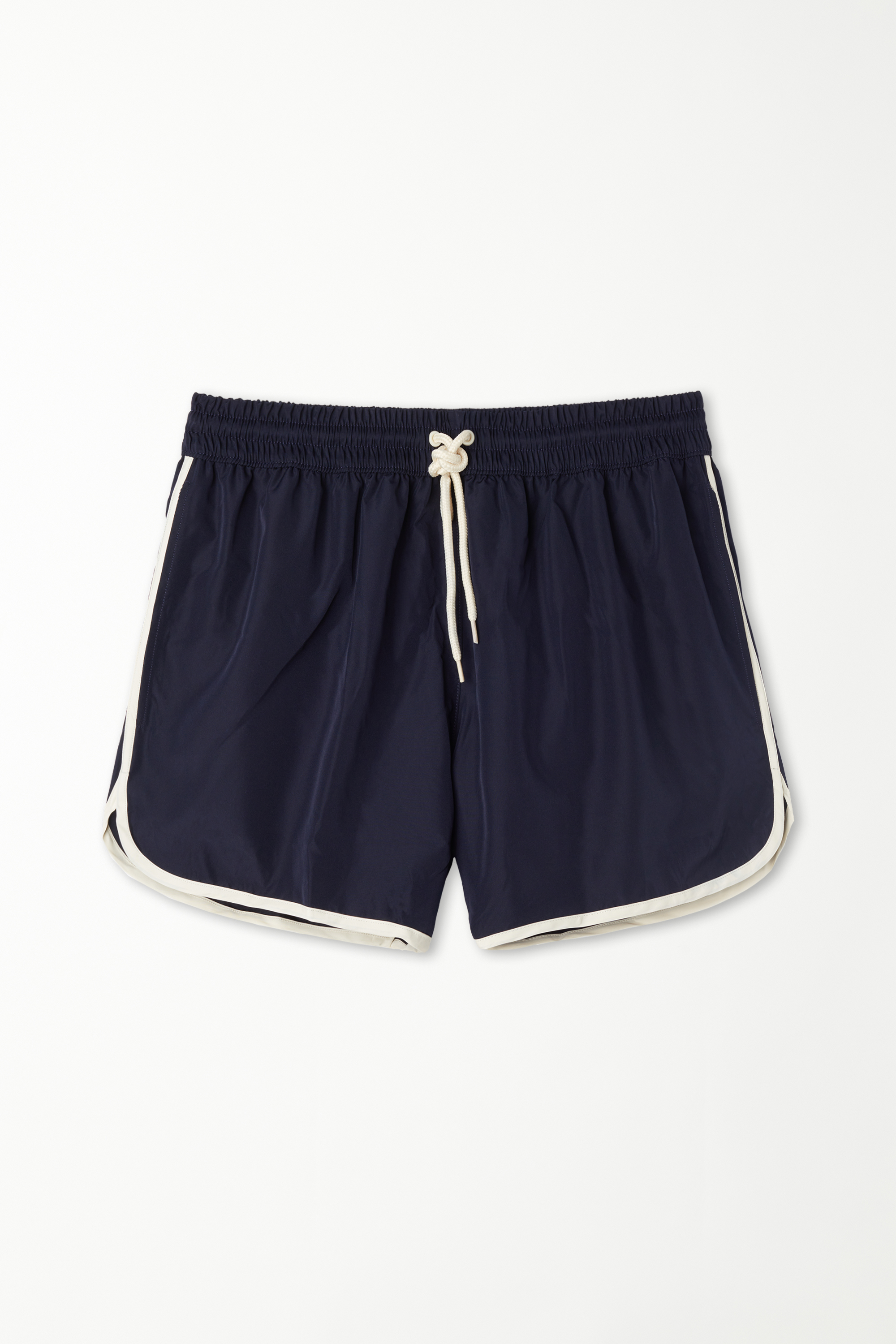 Short Recycled Fabric Swim Trunks with Piping