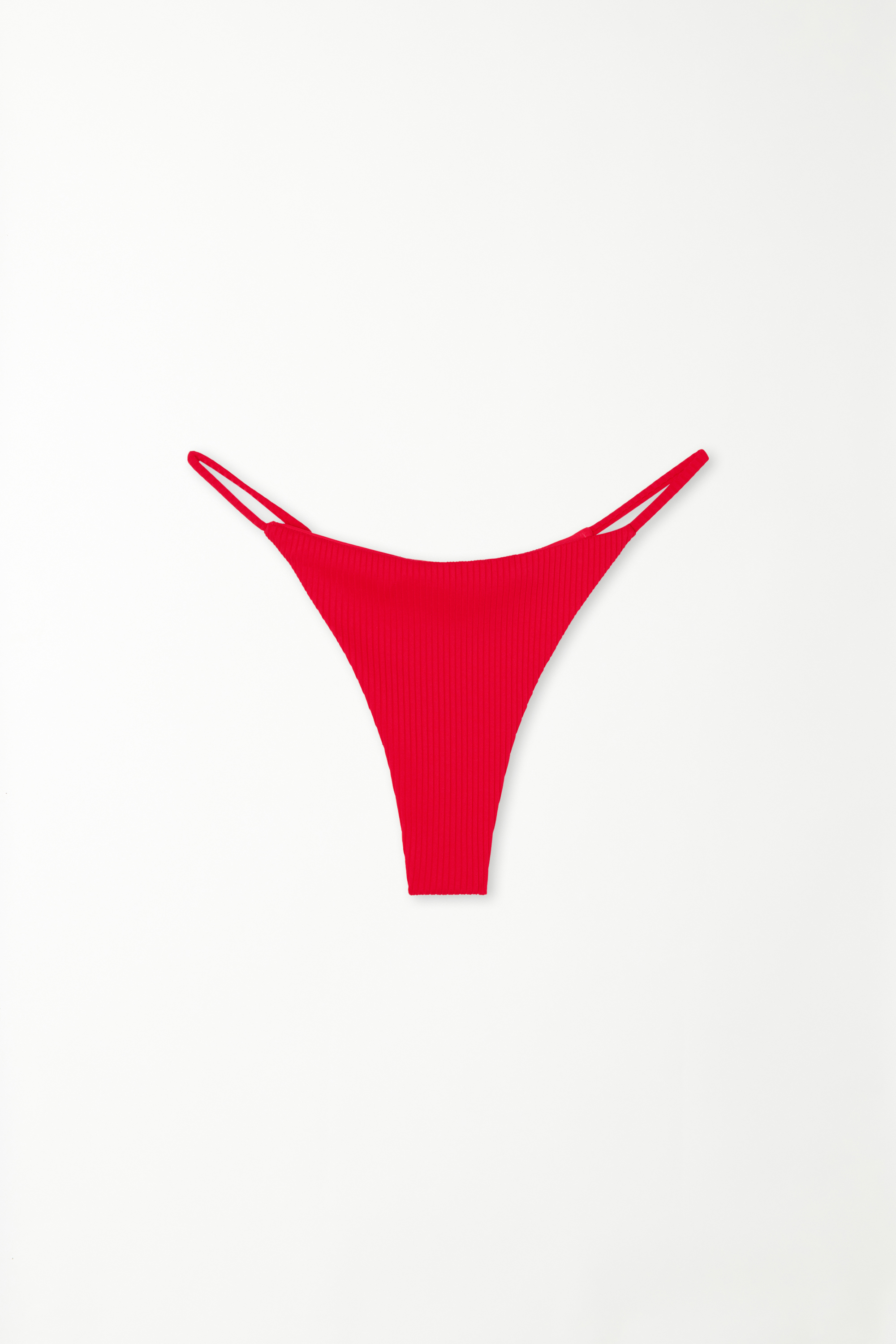 Recycled Ribbed Microfibre Bikini G-String with Tanga-Style Panel