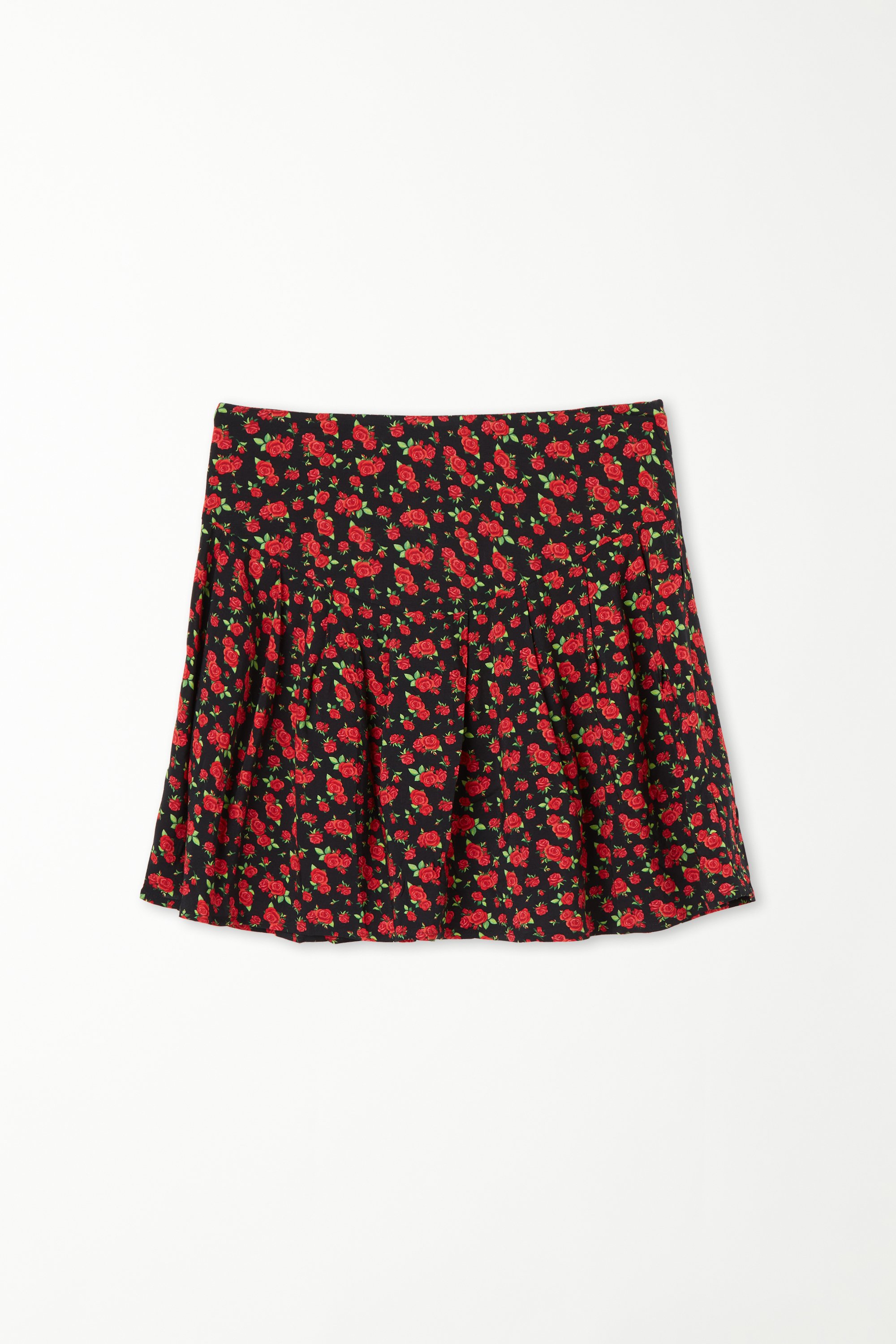 Viscose Canvas Pleated Mini Skirt