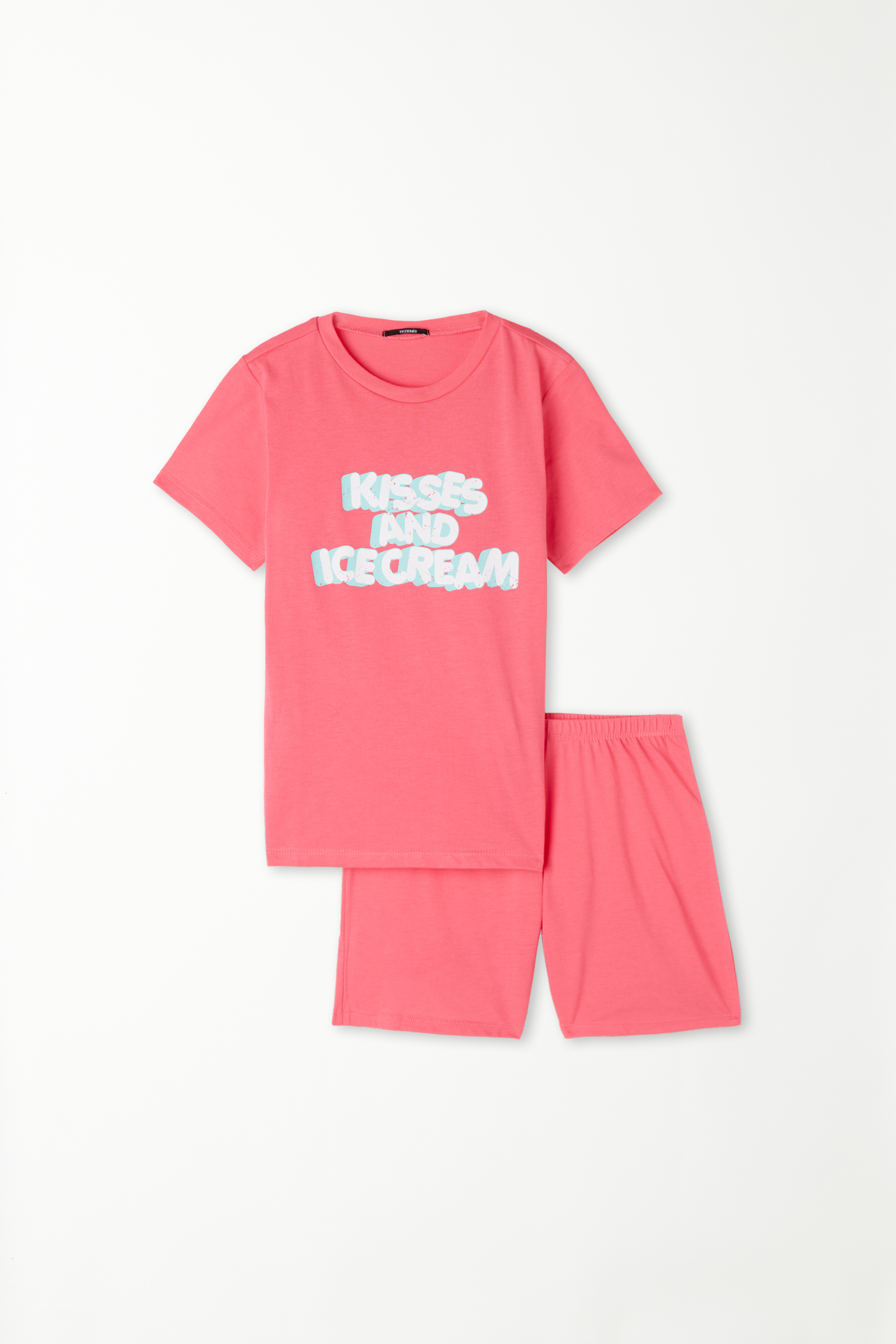 Ensemble T-shirt et Short en Coton avec Imprimé Fille