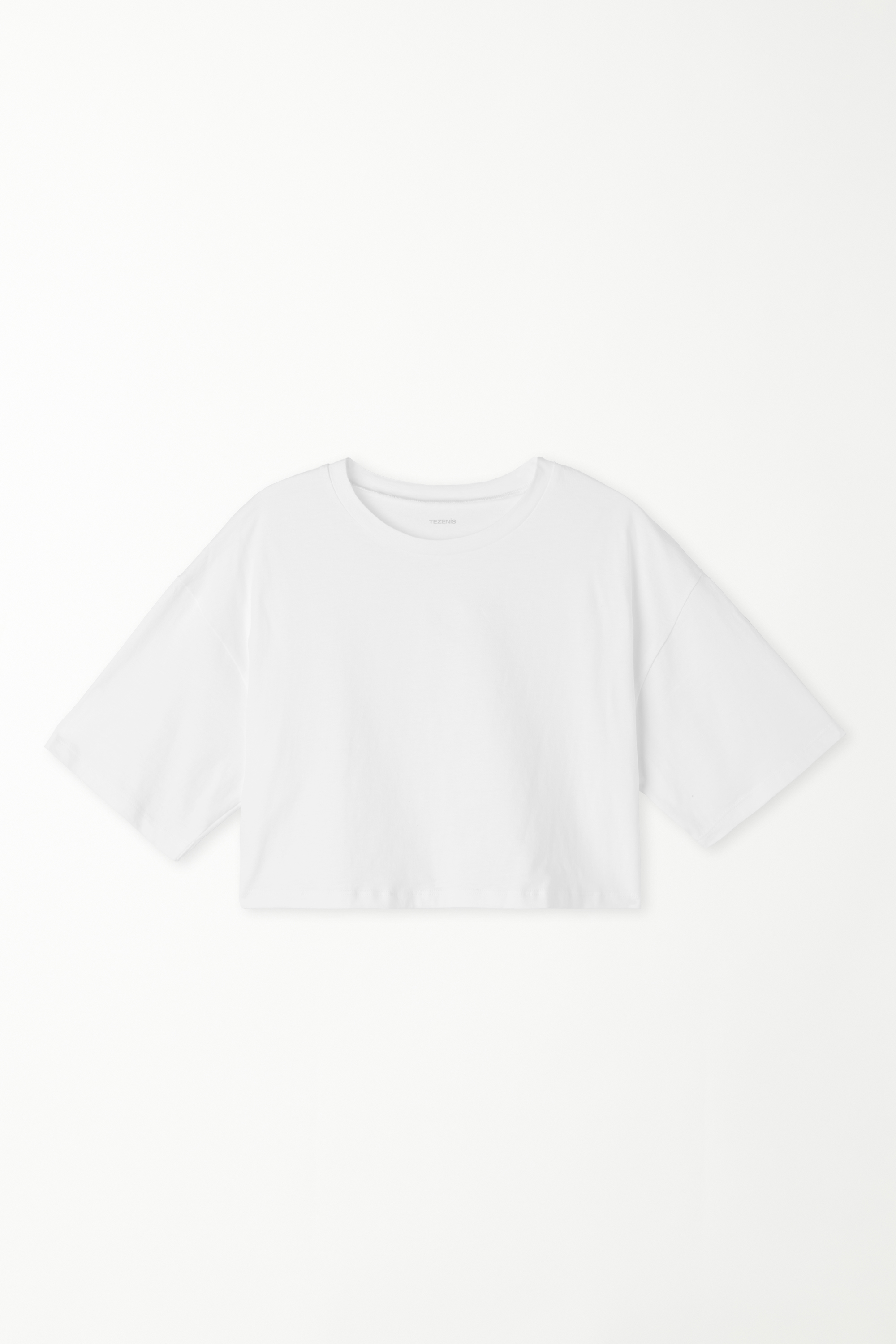 Boxy Crewneck Cropped Cotton T-Shirt