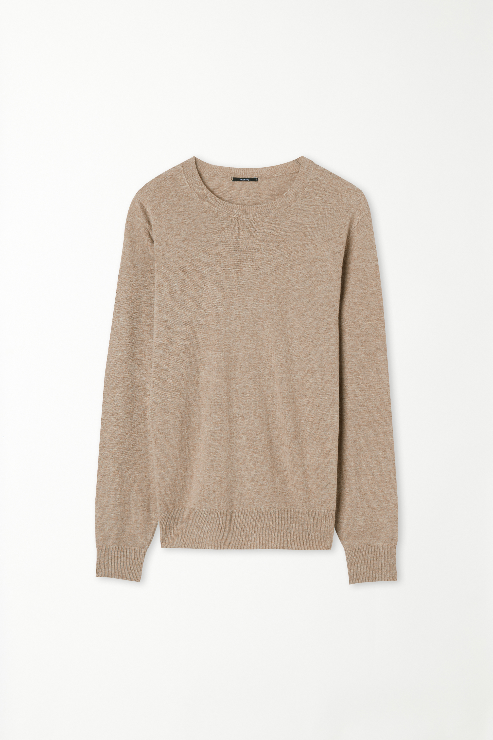 Long-Sleeved Rounded Neck Heavy Jersey with Wool