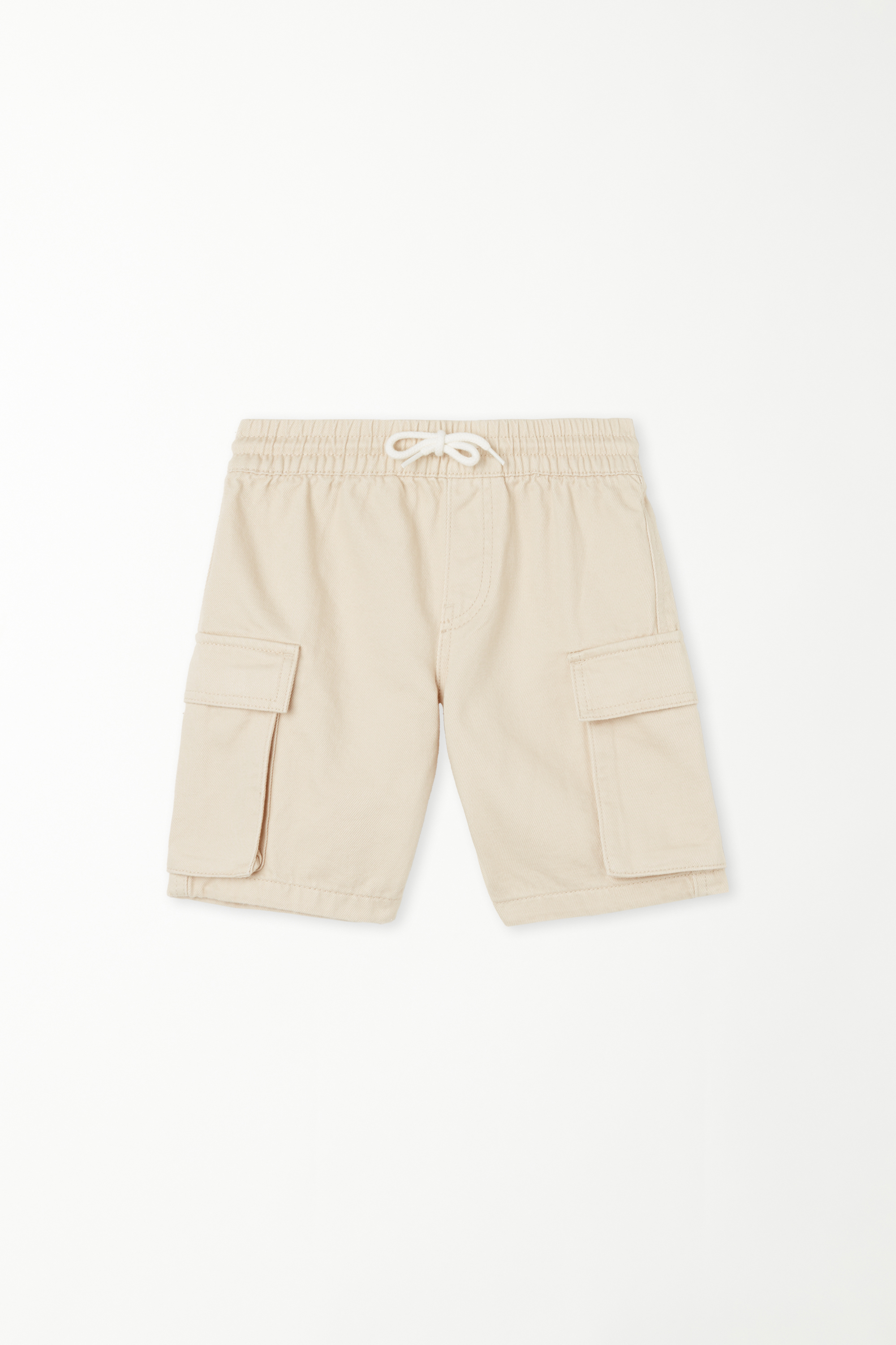 Boys’ Denim Bermuda Cargo Shorts with Drawstring