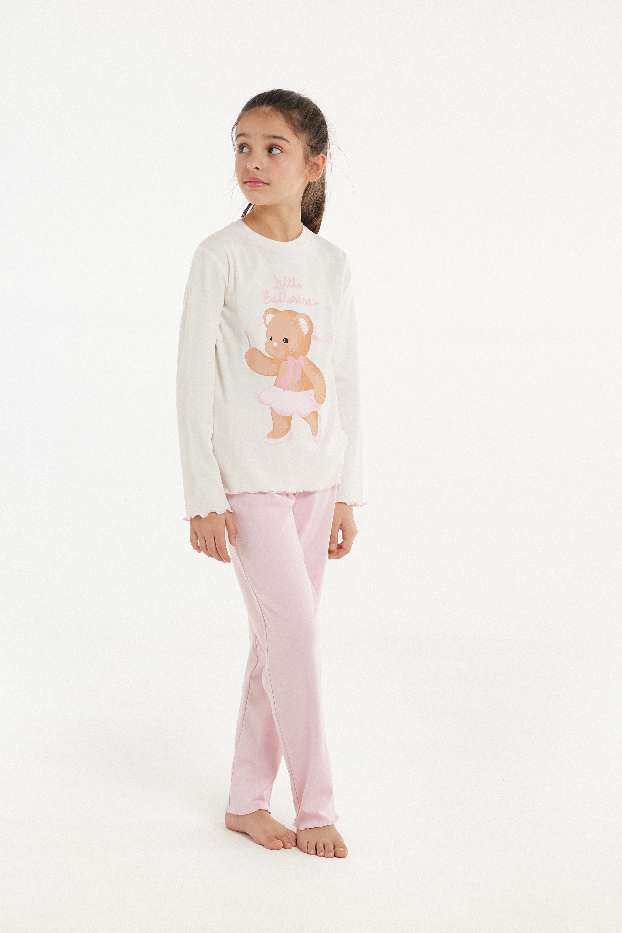 Pyjama Long Fille Coton Épais Imprimé Danseuse