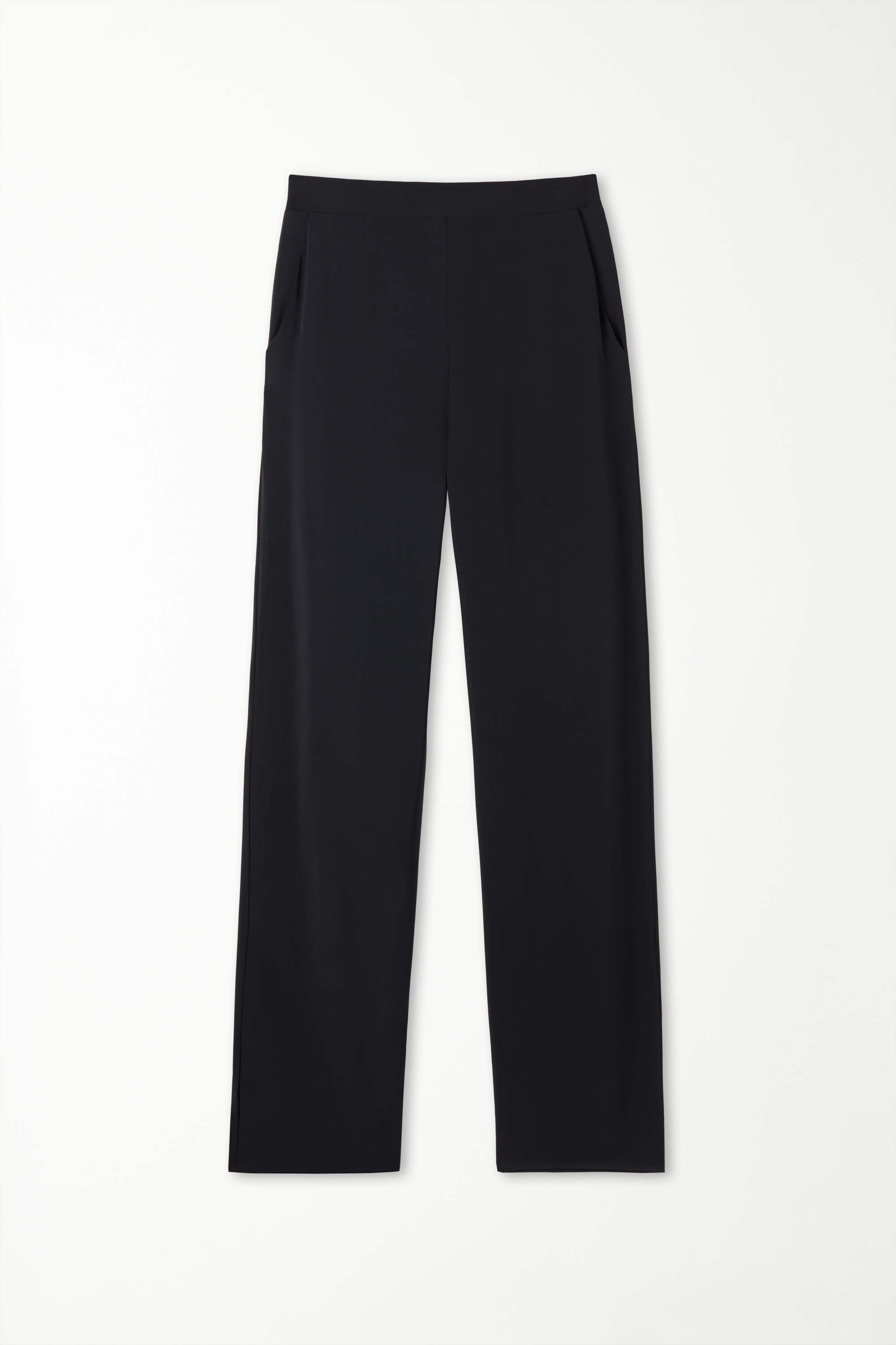 Viscose Canvas Straight-Cut Trousers
