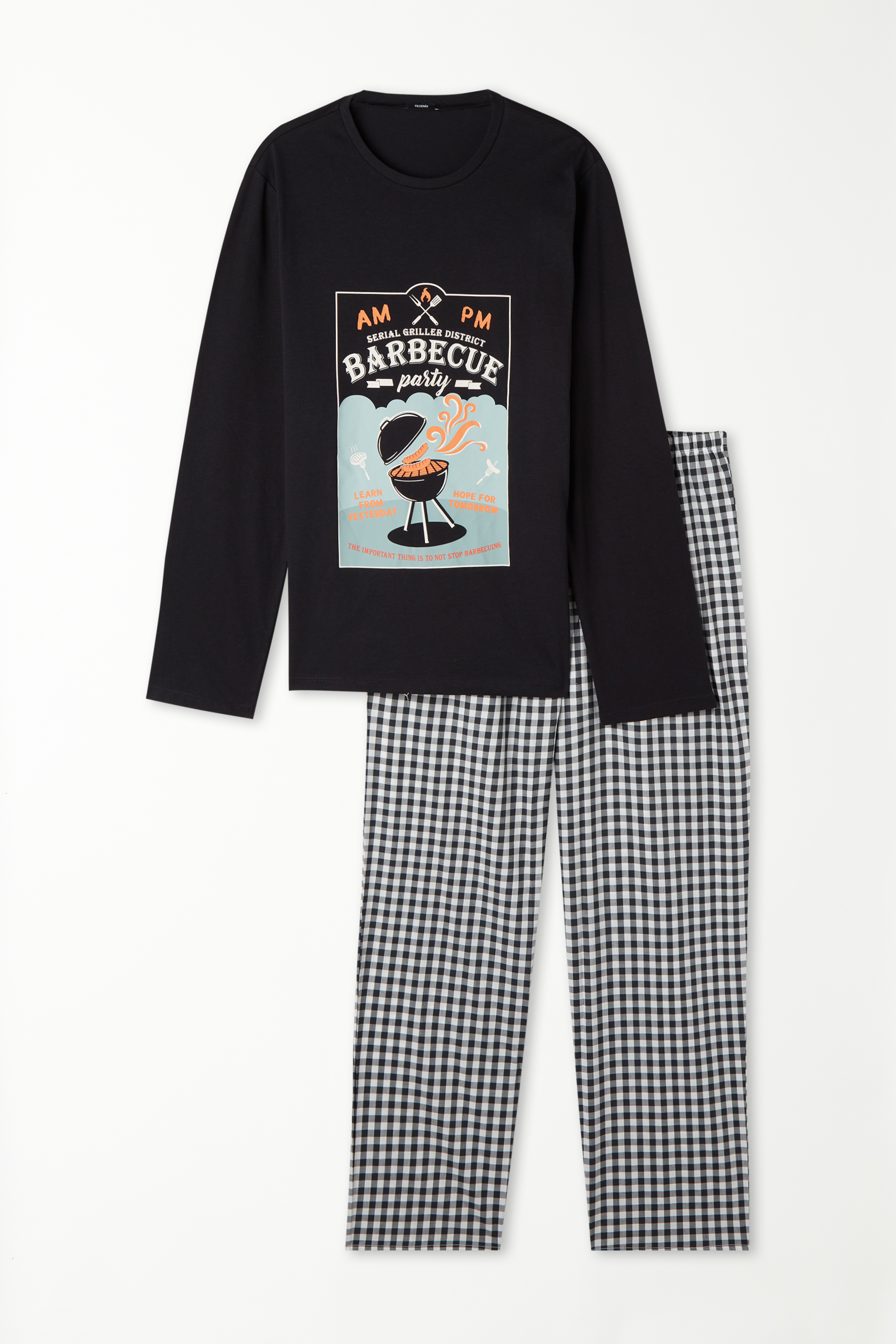 Langer Pyjama aus Baumwolle mit Barbecue-Print