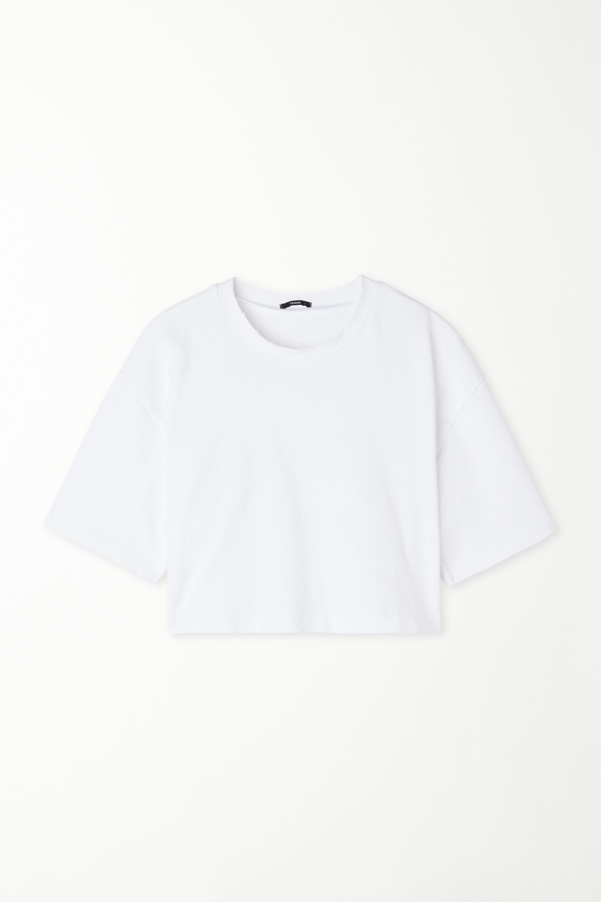 Short Cotton Round-Neckline T-Shirt