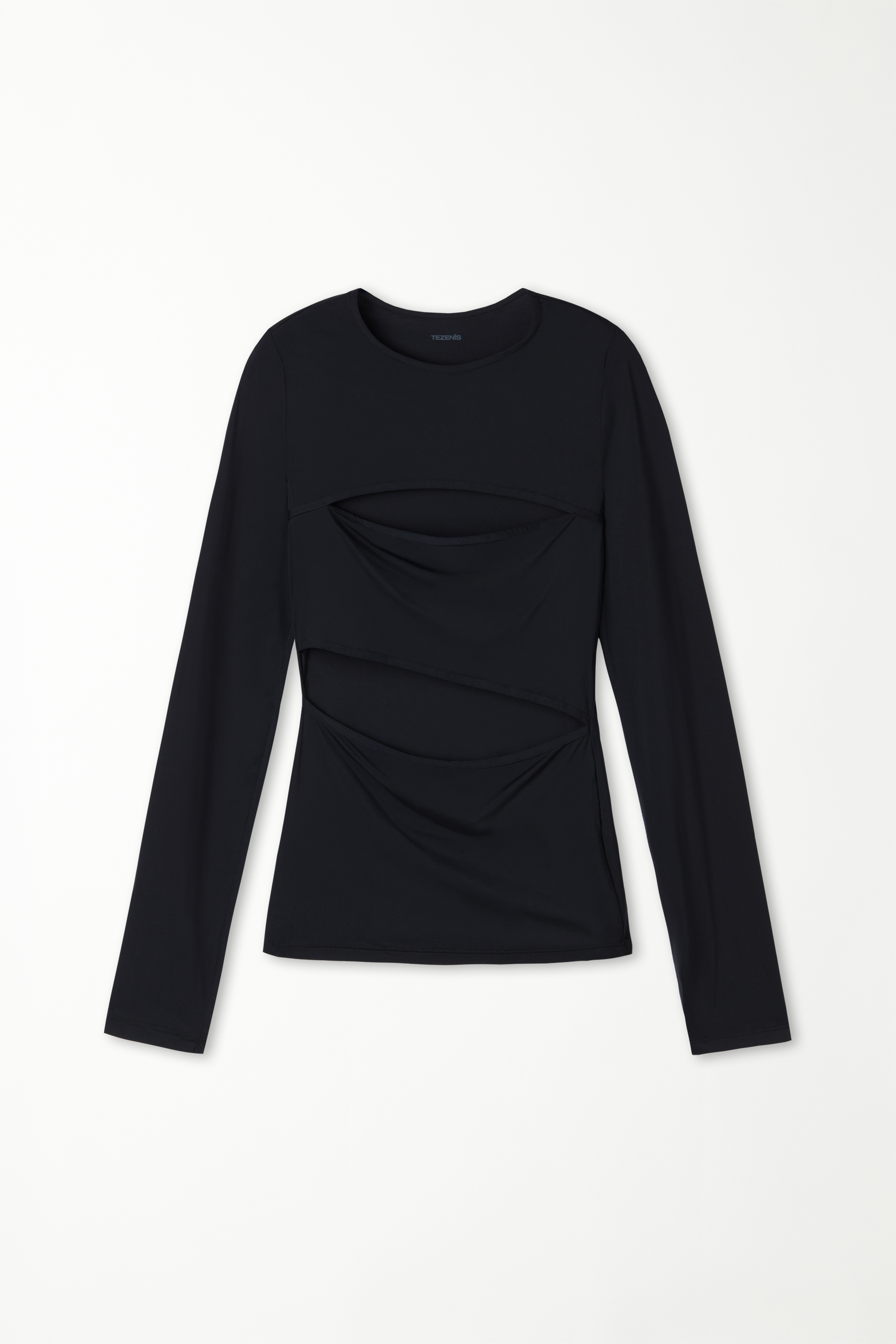 Long Sleeve Microfibre Top with Cut-Out