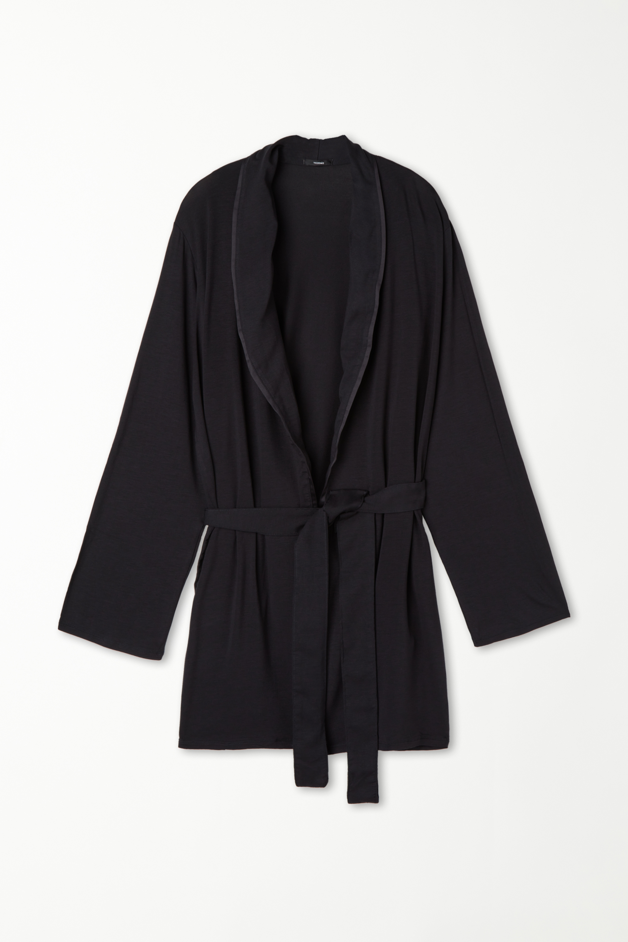 Long Sleeve Viscose Dressing Gown with Satin Trim