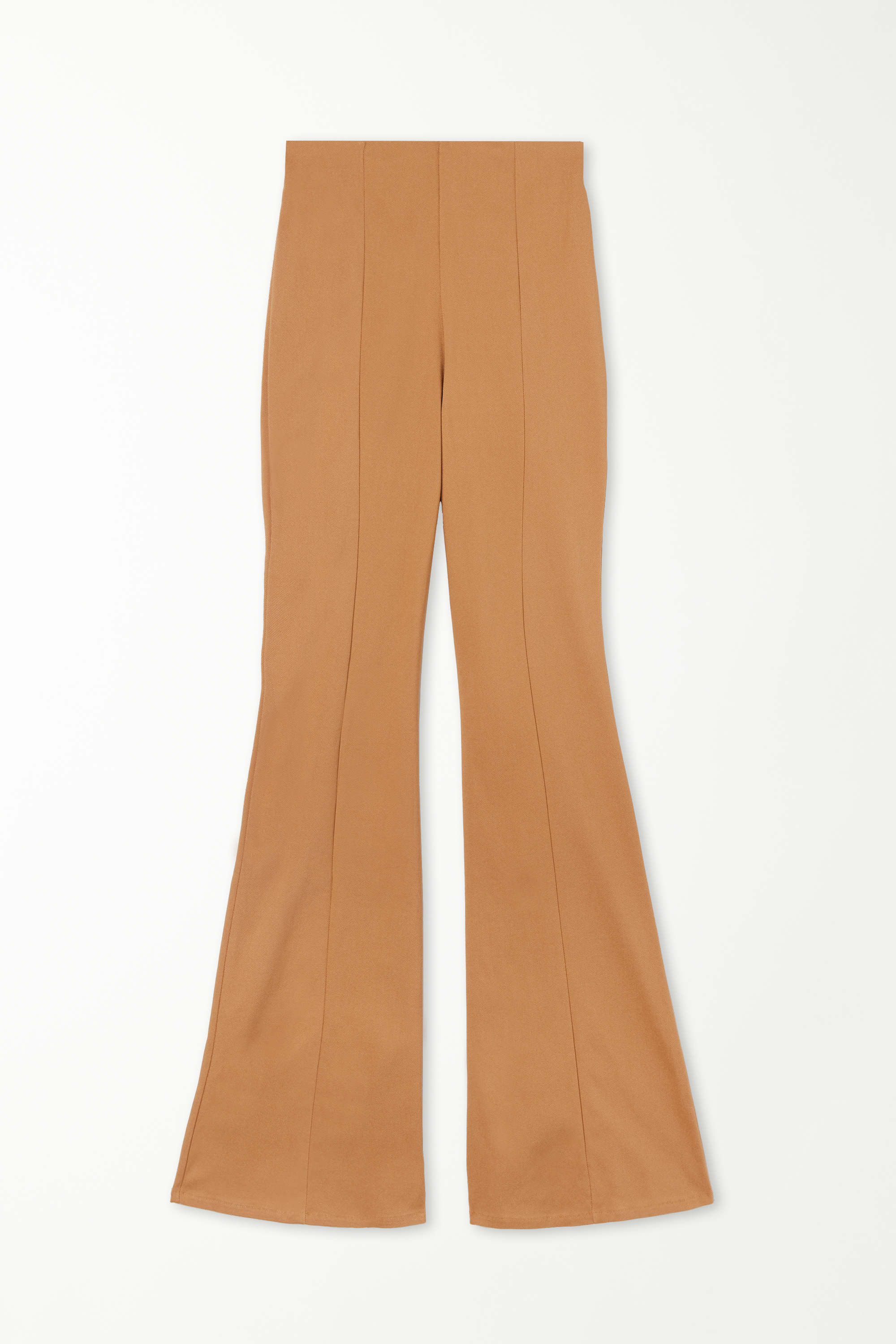 Flare-Cut Stretch Fabric Capri Pants