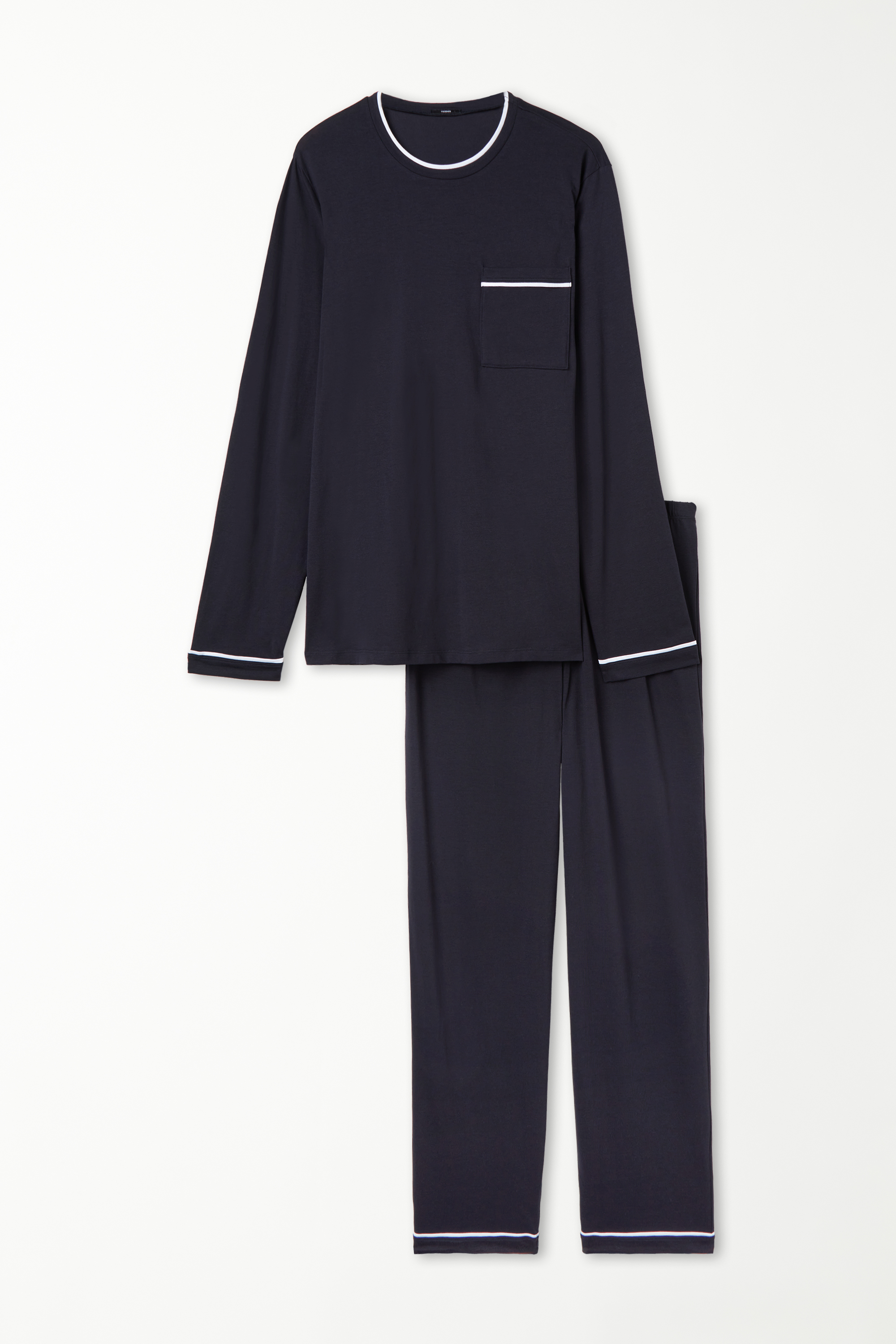 Pyjama Long Homme en Coton Passepoilé