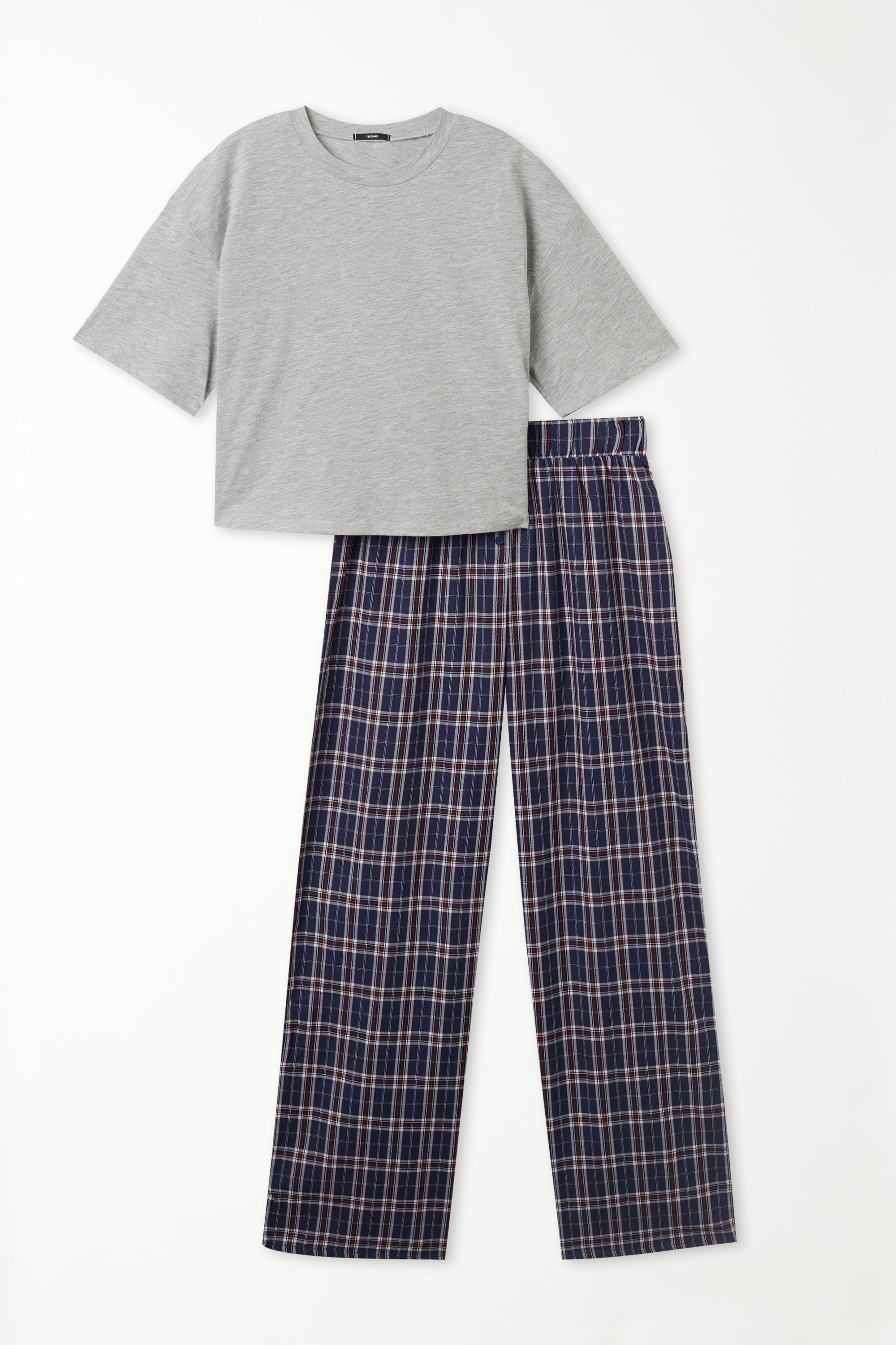 Pyjama Manches Mi-longues avec Pantalon en Toile