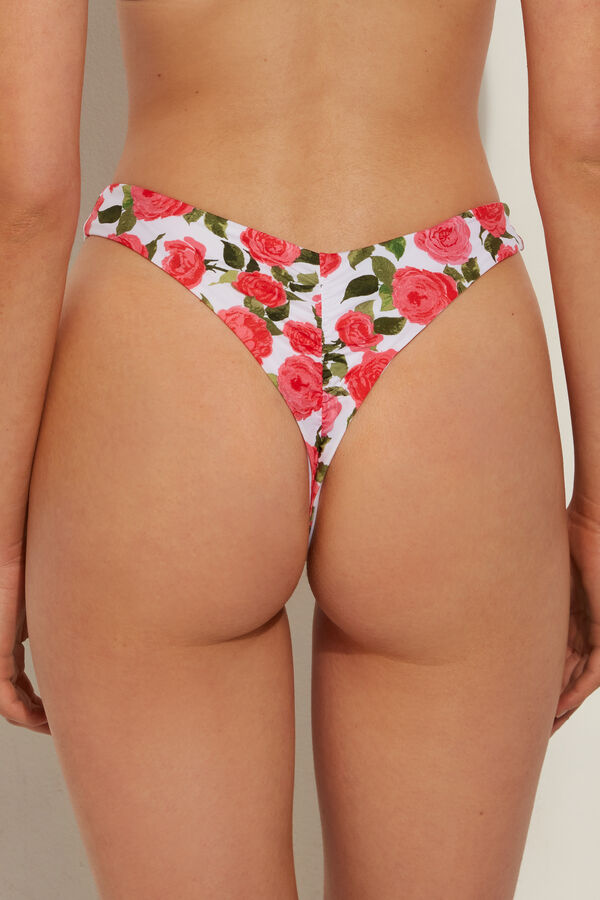 Romantic Roses High-Cut Brazilian Bikini Bottoms  
