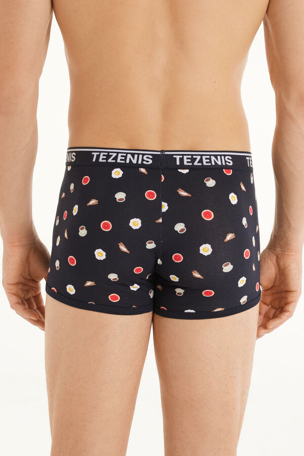 Printed Cotton Boxers with Contrasting Trim and Logo  