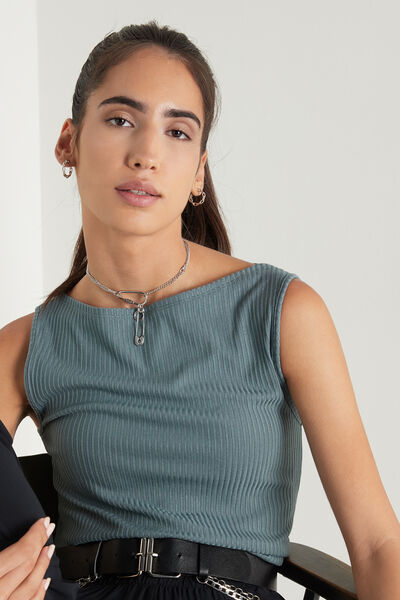 Ribbed Boat Neck Camisole