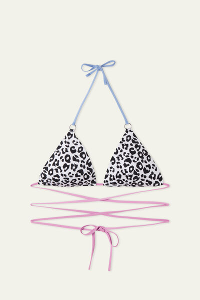 Pastel Animal Print Triangle String Bikini Top