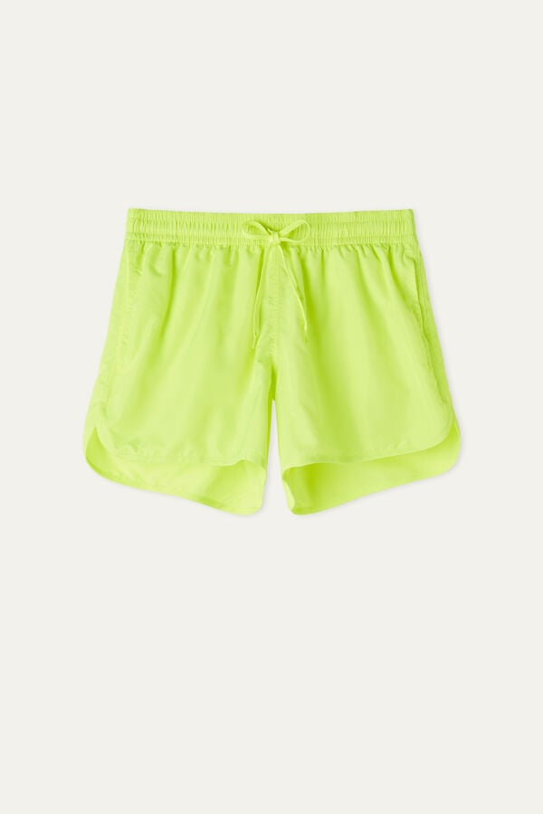 Trimmed Recycled Short Fabric Swim Trunks  