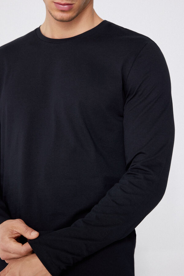 Long Sleeve Rounded Neck Cotton Top  