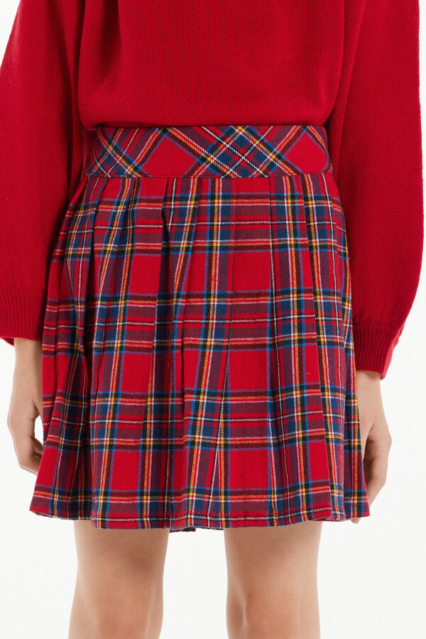 Tartan Flannel Pleated Mini Skirt  