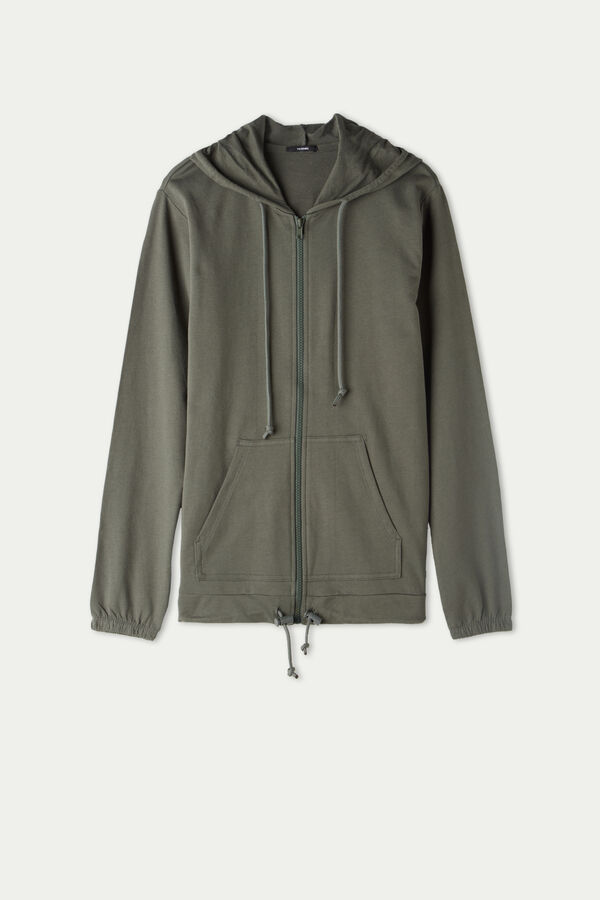 Hooded Sweatshirt with Zip and Drawstring  