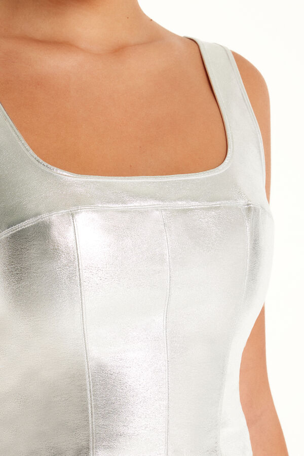 Metallic-Effect Sleeveless Crop Top  