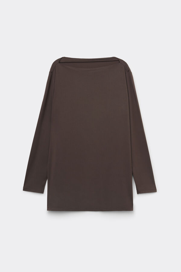 Long Sleeve Top with Boat Neck  