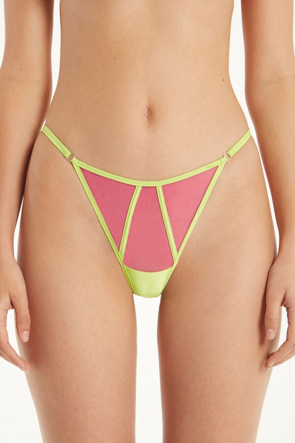 Colorful Tulle G-String with Tanga-Style Panel  