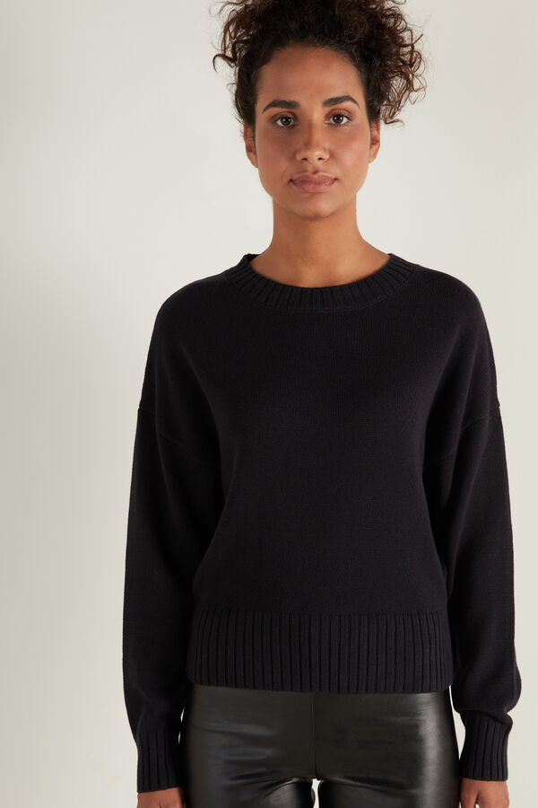 Pull Manches Longues en Coton Ras-de-cou  