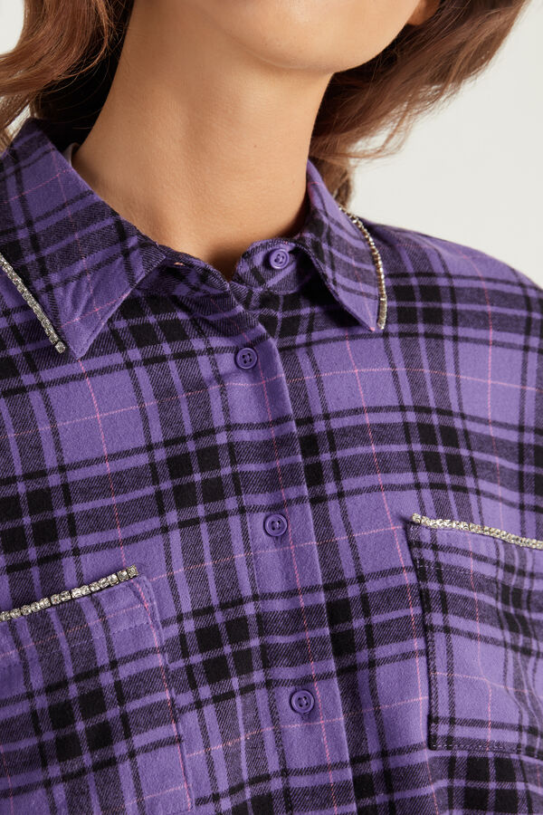 Jewelled Flannel Long Sleeve Shirt  