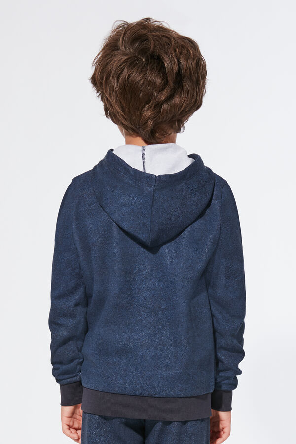 Long-Sleeve Printed Sweatshirt with Zip and Hood  