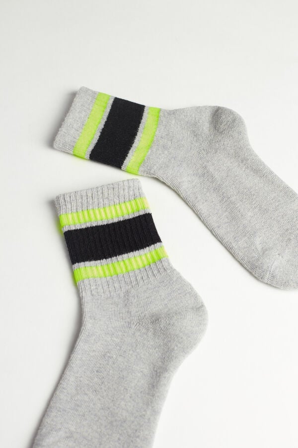 Unisex Short Sports Socks in Patterned Cotton  