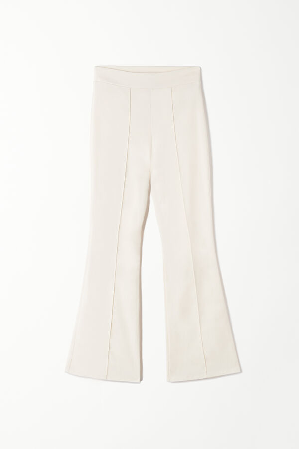 Flare-Cut Stretch Fabric Capri Pants  