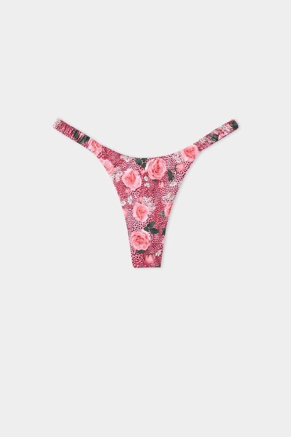 Wild Roses Brazilian Bikini Bottoms with Ties  