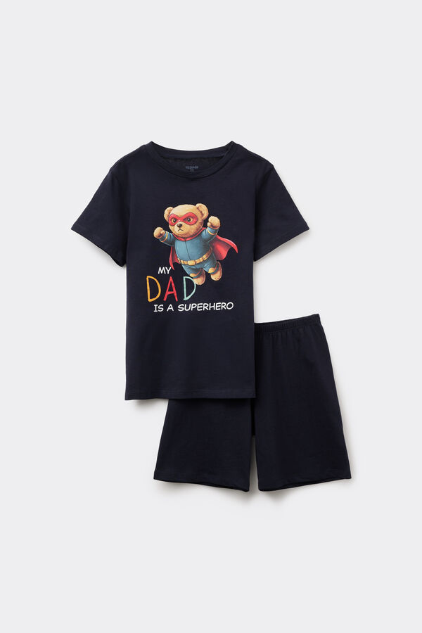 Kisfi&uacute; Pamut R&ouml;vid Pizsama Nyomott Superhero Mint&aacute;val  