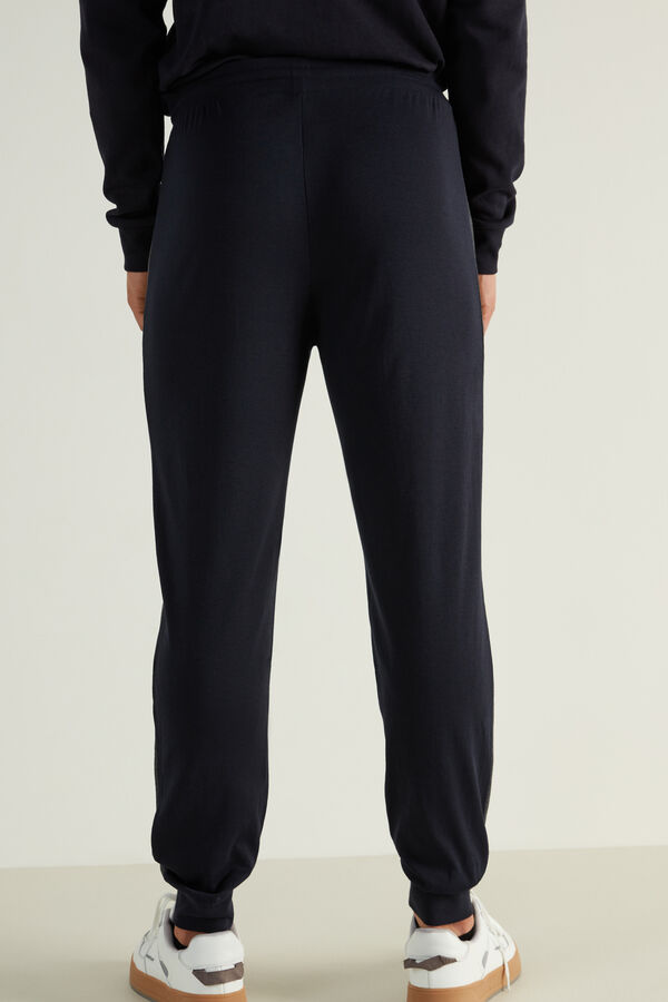 Long Heavy Cotton Trousers with Piping  