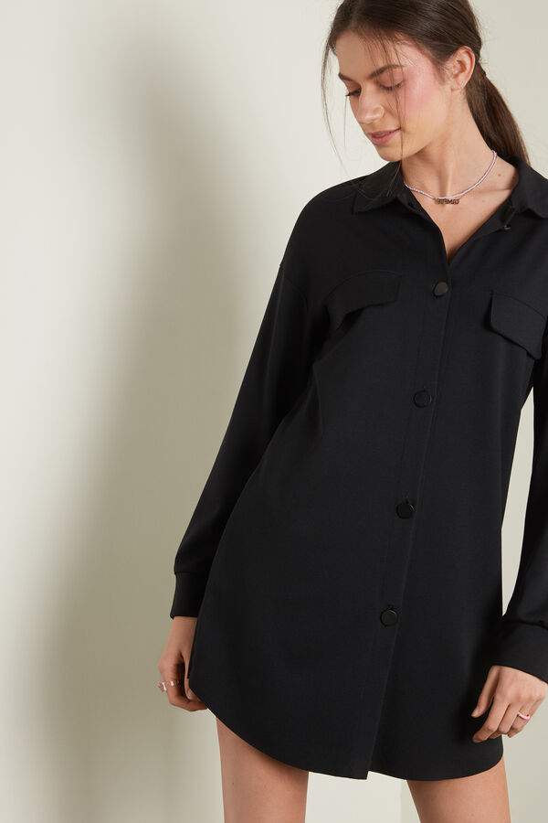 Long-Sleeve Milano Stitch Shirt Dress  