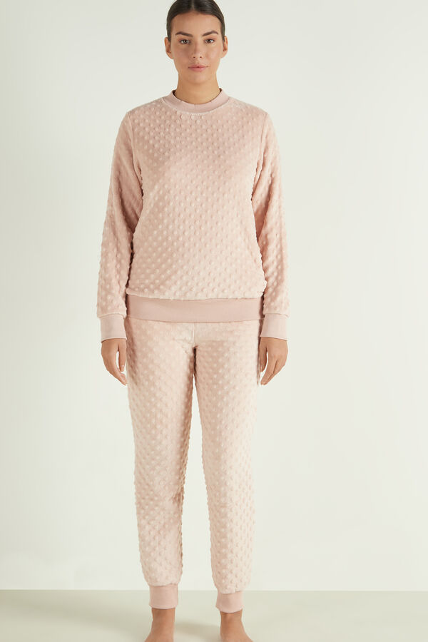 Long Pyjamas in 3D Polka Dot Fleece  