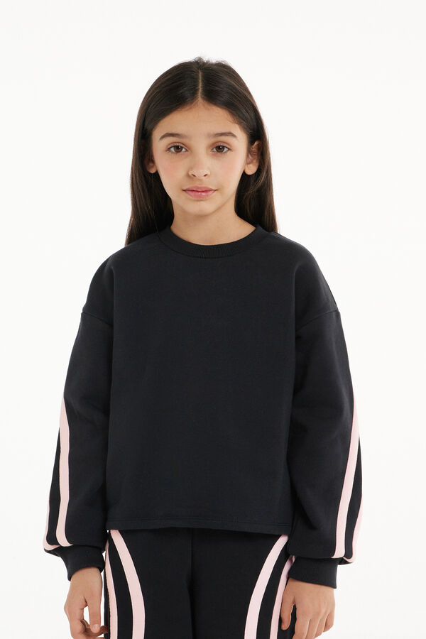 Thick Long-Sleeved Sweatshirt with Side Bands  