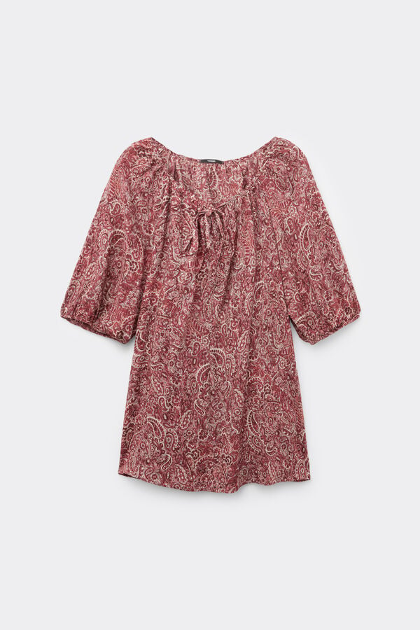 Short Sleeved Blouse in Viscose Canvas  