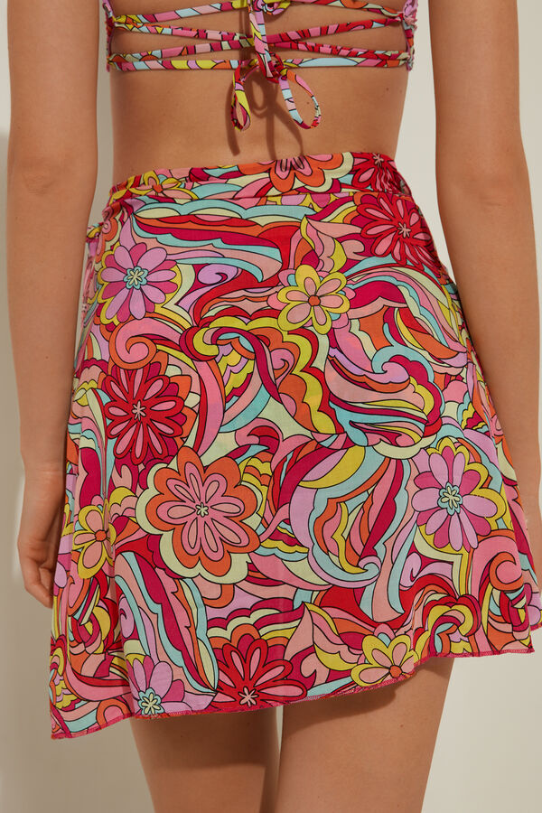 Short Canvas Sarong Skirt  
