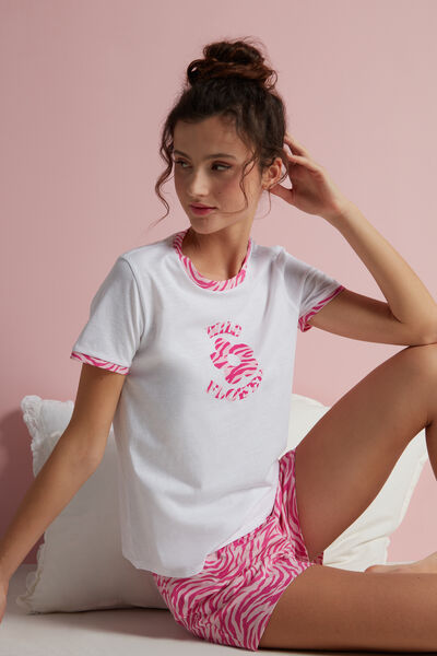 “Wild Flowers” Print Short Cotton Pajamas