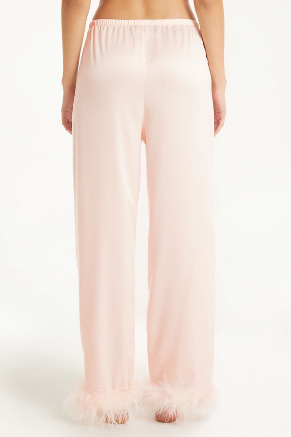 Limited Edition Satin Trousers with Feathers  