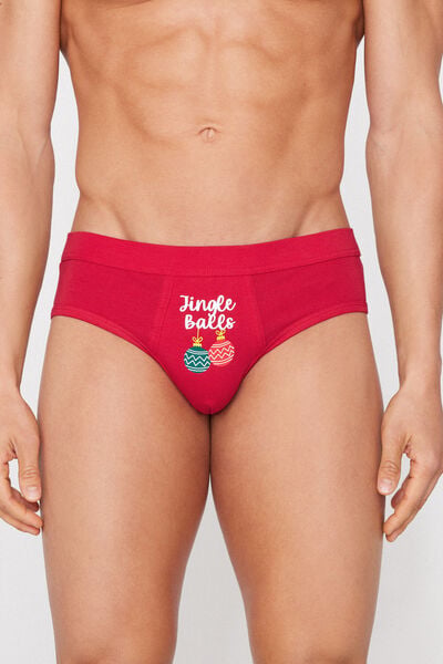Cuecas em Algod&atilde;o El&aacute;stico Estampado Natal&iacute;cio