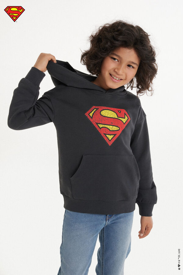 Sweatshirt Felpa Manga Comprida com Capuz Estampado Superman Menino  