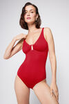 Timeless Look Gloss Red One-Piece Triangle Swimsuit