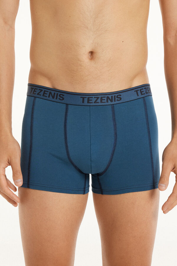 Cotton Boxers with Contrasting Seams and Logo  