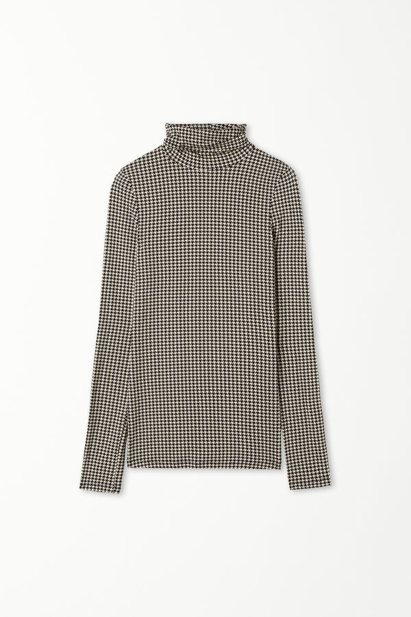 Printed Viscose Polo Neck Top  