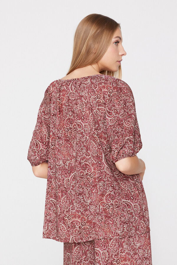 Short Sleeved Blouse in Viscose Canvas  