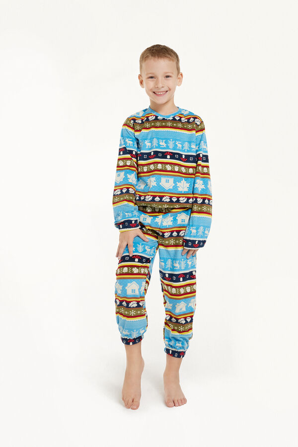 Long Microfleece Pyjamas with Nordic Print  