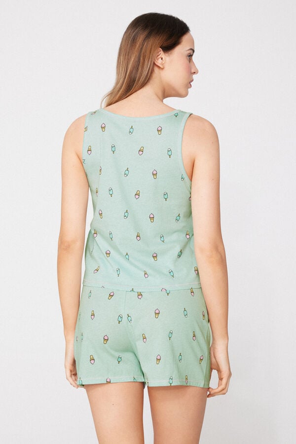 Pijama Curto Top Algod&atilde;o Estampado Gelados  